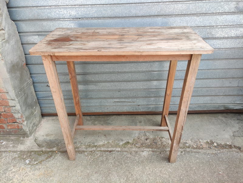 mesa alta puesto mercado madera 101x101x51 2u